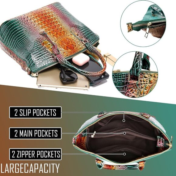 Women Purse Satchel Bag Long Crossbody Classy Tote Bag Top Handle Vegan Leather - Picture 5 of 8